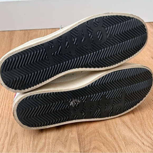 P448 John Lace-Up Low-Top Leather White Pink Silver Sneakers Size 42 / 11.5-12 - Picture 10 of 15